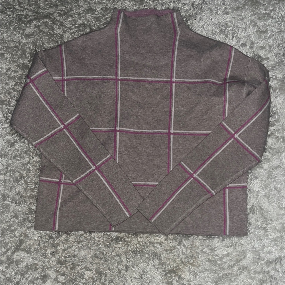 Men's Grey Plaid Mock Neck Sweater
